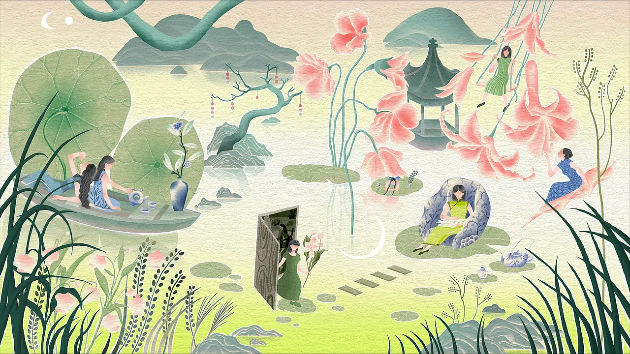 橘盐Yann 治愈插画示例