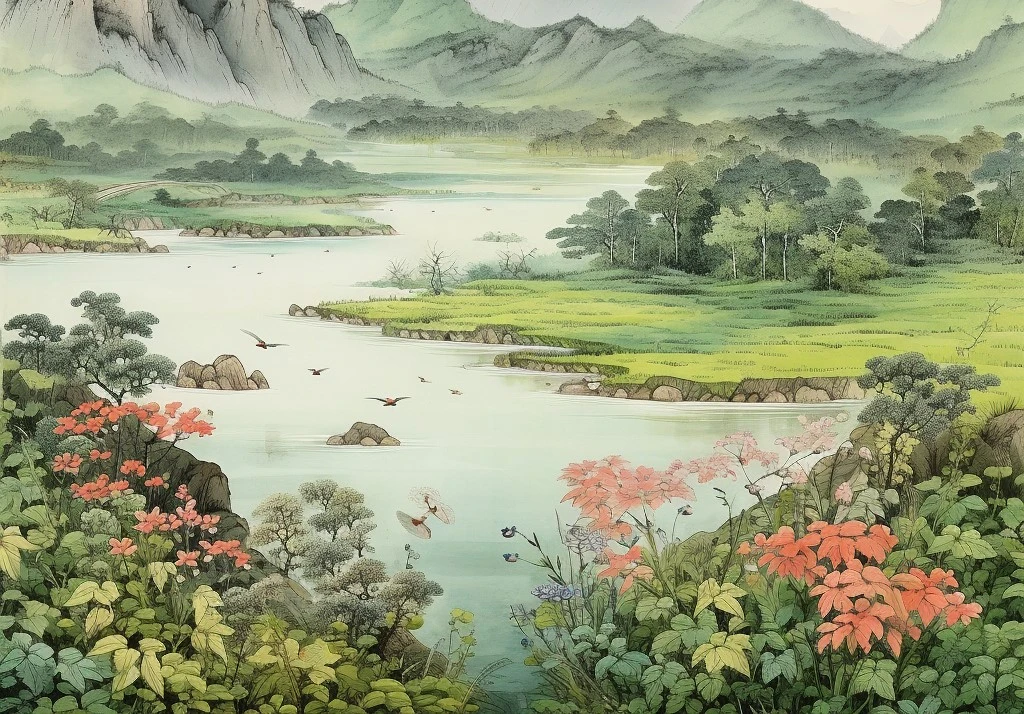 东方山水插画档案 治愈插画示例