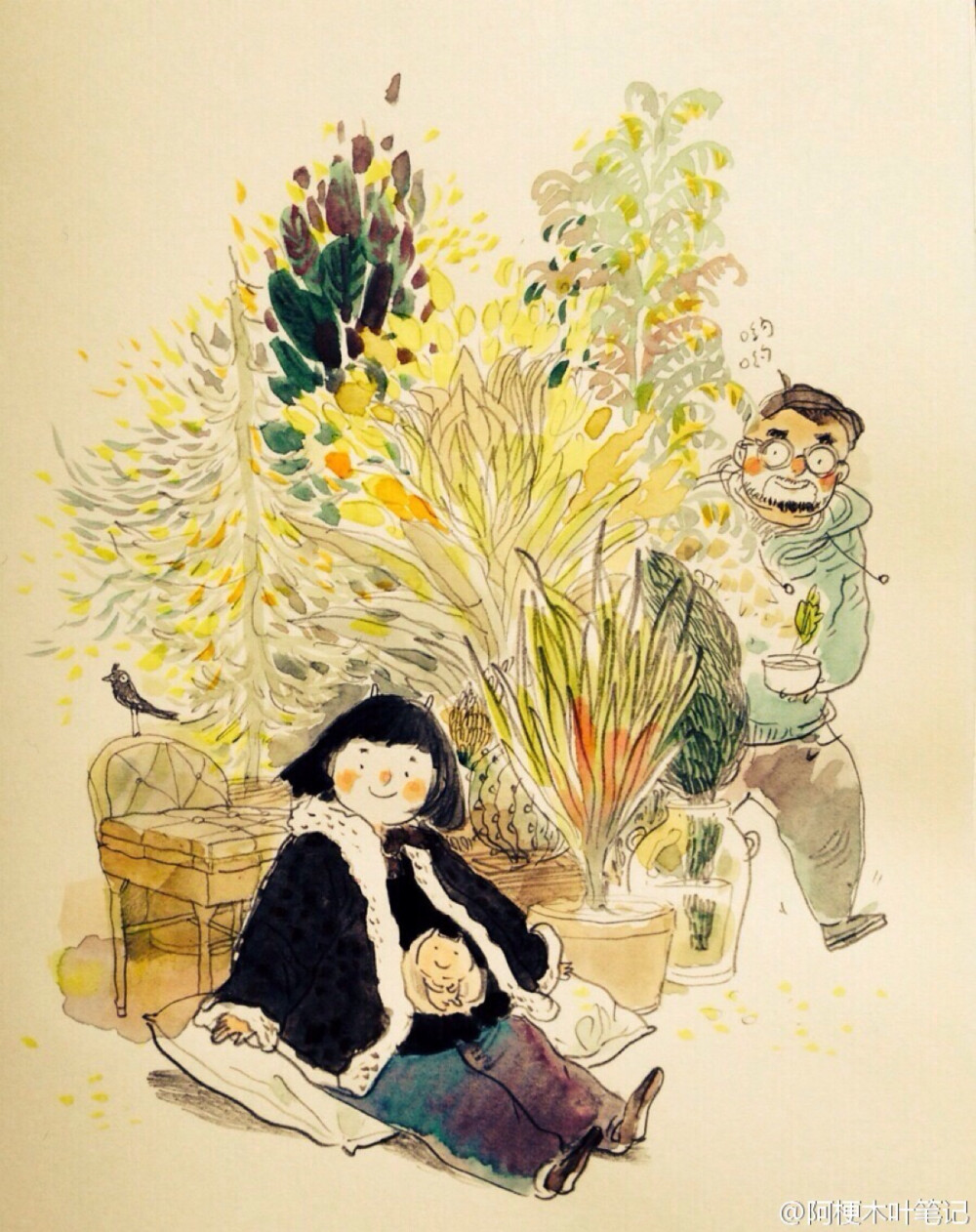 阿梗 治愈插画示例